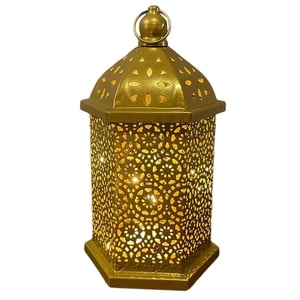 Magideal - Luz De La Atmósfera De La Lámpara De Tallada Hueca, Lámpara Decorativa Ahuecada Colgante Lámpara De Escritorio Con Pilas Para La Decoración Dorado 268X15Cm