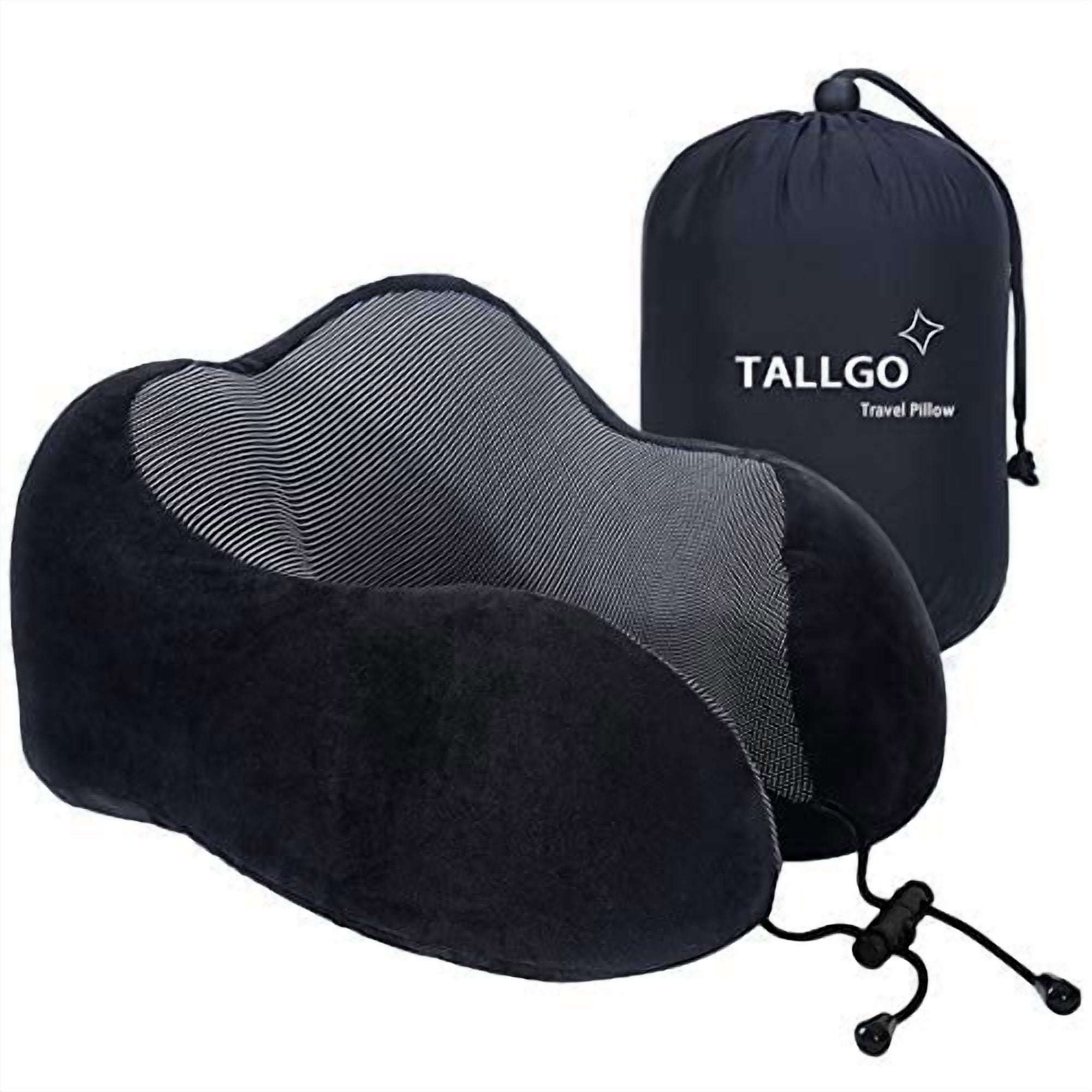Almohada De Viaje Tallgo De Espuma Viscoelástica Para El Cuello (negra)