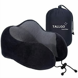 Almohada De Viaje Tallgo De Espuma Viscoelástica Para El Cuello (Negra)