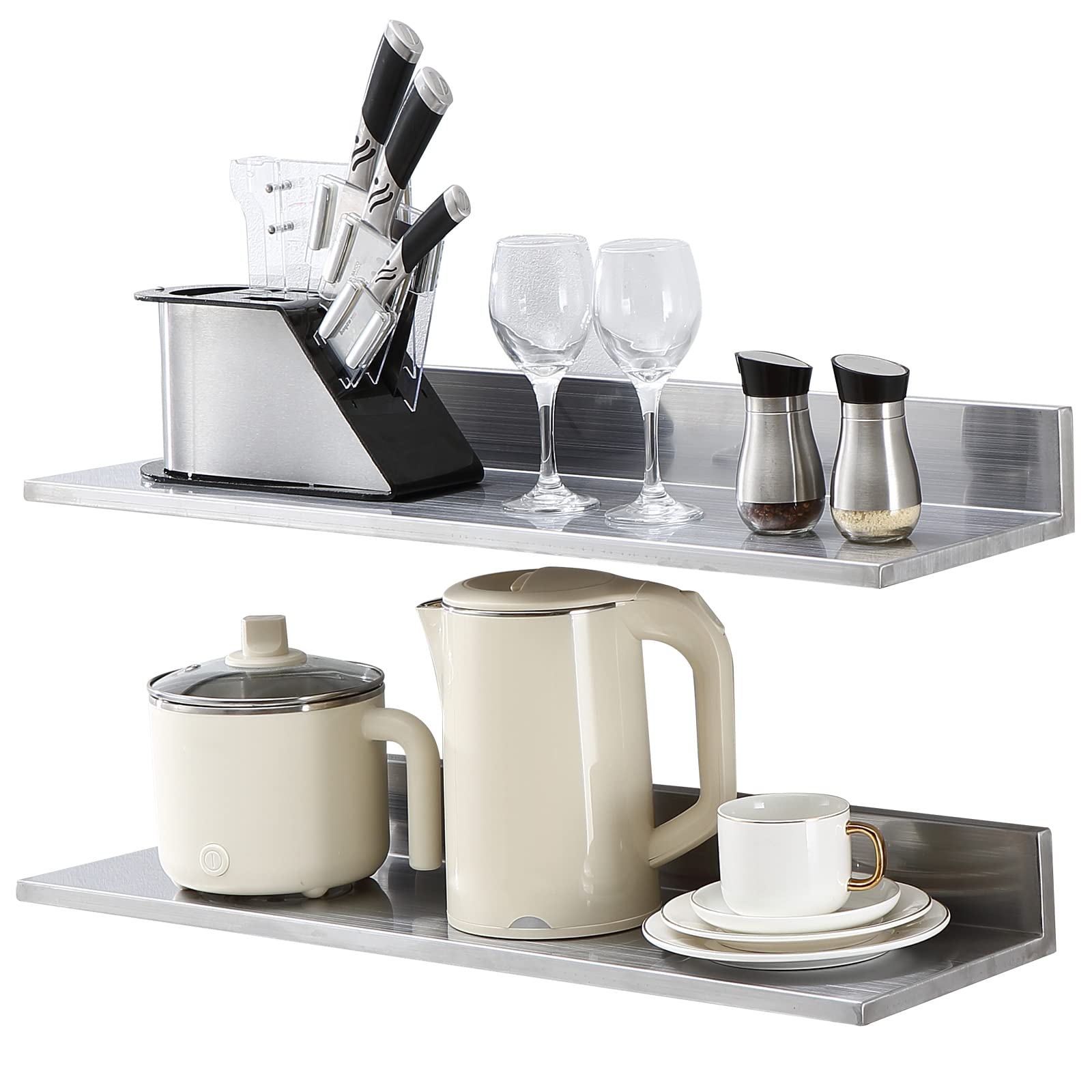 Estante De Acero Inoxidable Vevor De 8,6 X 30 Cm Con Tapón Para Salpicaduras De 20 Kg.