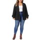 thumbnail image 2 of Agnes Orinda Mujeres Suéteres de Talla Grande Cárdigans Abiertos de Manga Larga para Otoño e Invierno con Ribete Acanalado Cárdigans de Punto Suave Casual 2X Negro, 2 of 6