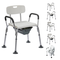 Telotenemos - Silla Baño Ducha Portatil Adulto Mayor Enfermos Aluminio