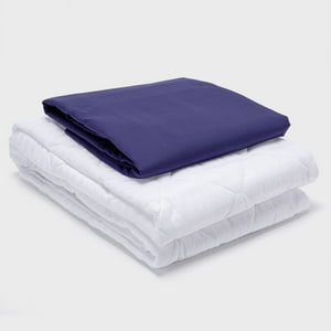 Arthome - Combo Sábana Azul + Cubrecolchón 1.5 Plazas