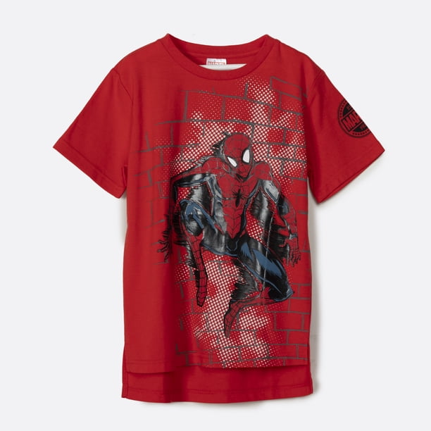 Polera Manga Corta Niño Ladrillos Spiderman Rojo Marvel