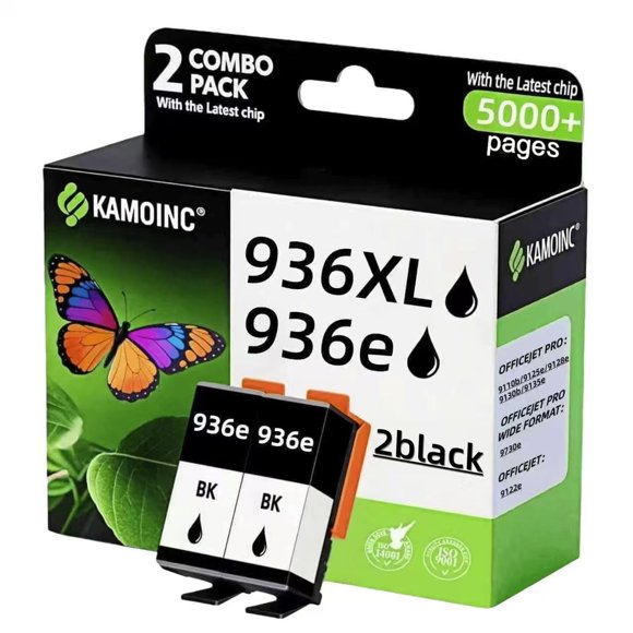 Cartucho de Tinta KAMOINC 936e 936XL Negro Paquete de 2