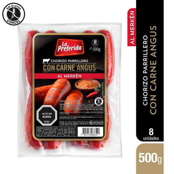 Chorizo Angus Merkén 8 Un, 500 g