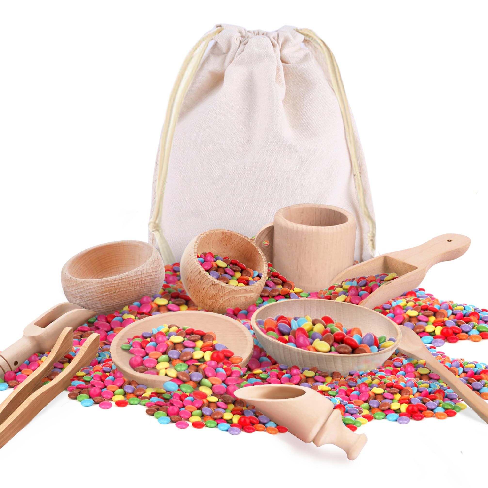 Sensory Bin Tools Yowlieu De Madera, 10 Unidades, Para Bebés Y Niños