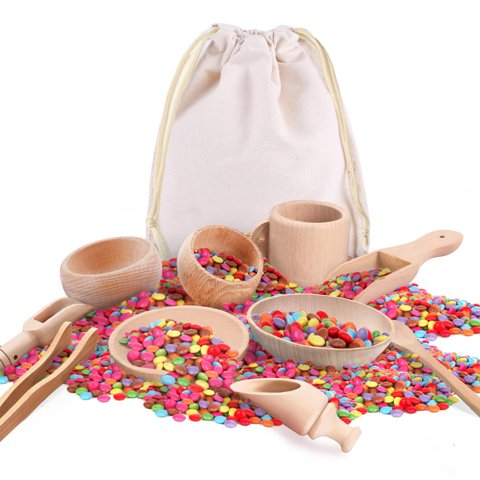 Sensory Bin Tools Yowlieu De Madera, 10 Unidades, Para Bebés Y Niños