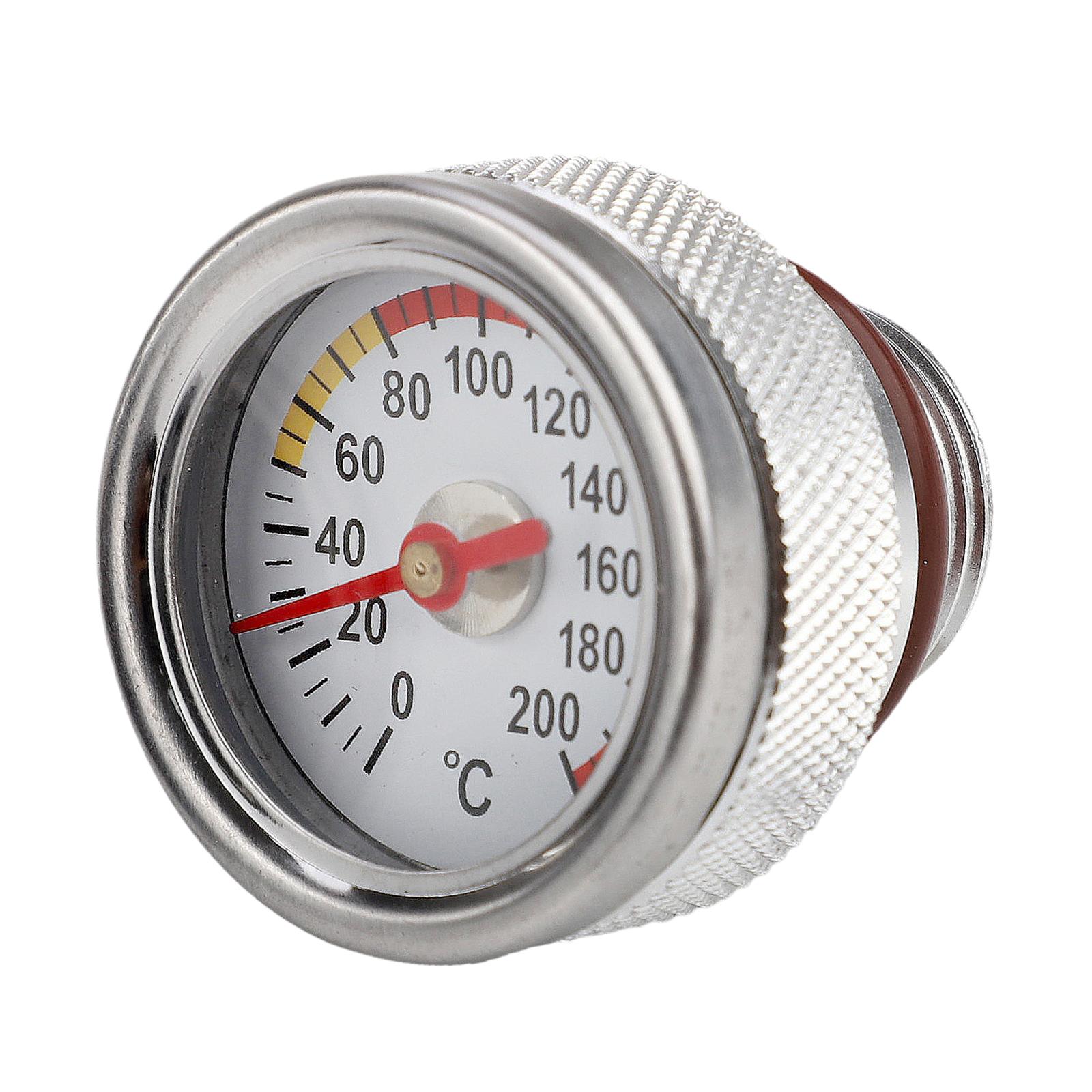 Magideal - Medidor De Temperatura Del Motor Medidor De Aceite De Motocicleta Para Barcos Coches Marinos Auto Camión Lente Transparente M20X1.5 0 A 200 Degreec Medidor Argén