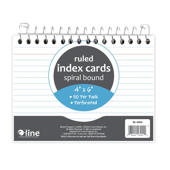 Tarjetas de índice C‑Line 10 × 15 cm rayadas 50 uds (48909)