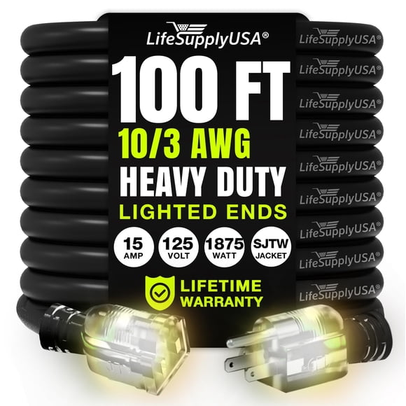 Cable de extensión LifeSupplyUSA 30 m calibre 10/3 impermeable