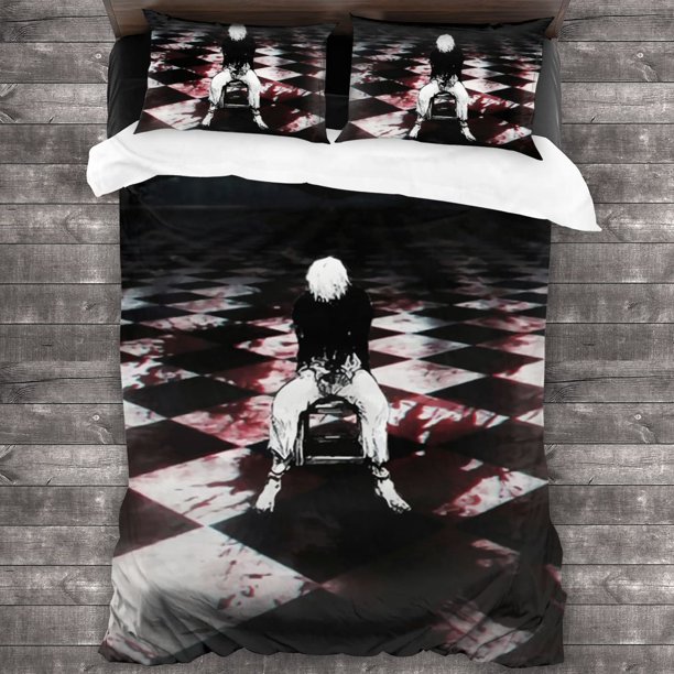 x1939 Bed Sheets Tokyo Ghoul Bedding Set Twin Full Size Bed Set Teenager Bedroom Duvetcover Sets Anime Men/women 3-Piece Bedding Set (1 Duvet Cover + 2 Pillow Shams) nj1939