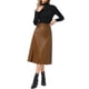 thumbnail image 2 of INSPIRE CHIC Falda de Mujer Casual Vintage de Cintura Alta Línea A Imitación de Cuero PU Midi Faldas S Caqui Marrón, 2 of 6