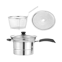 Magideal - Freidora, Cesta Para Freír, Olla Para Sopa, Portátil De Acero Inoxidable Con Cesta Coladora, Olla Para Cocinar Para Comedor, Fiesta, Camping , Con Mango