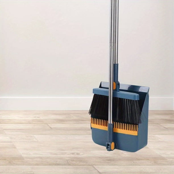 2pcs/set 48.8" Long Handle Broom And Dustpan Set For Home, Upright Dustpan And Broom Combo Set, Sweeping Kitchen Wood Floor Pet Hair, Cleaning Supplies For Indoor