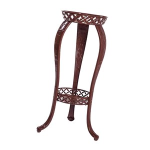 Ioensy - Estante Para Maceta De Arte Del Hierro, Soporte Para Exhibición De Almacenamiento, Altura 80Cm, Redondo, Marrón