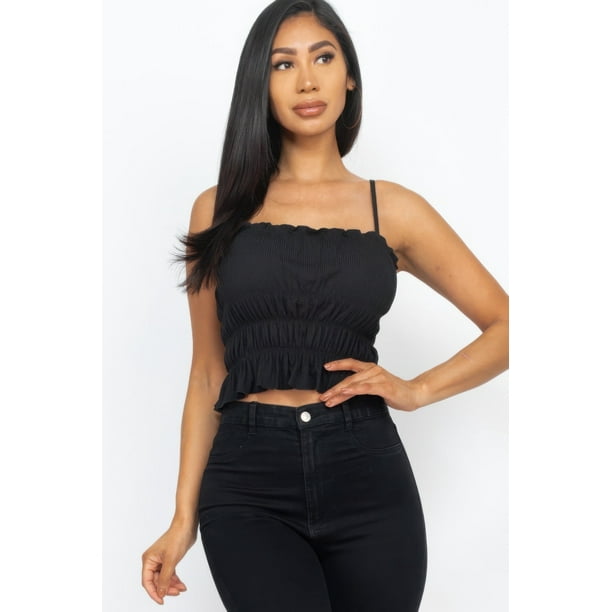 Top Corto con Cuerpo Fruncido y Capas