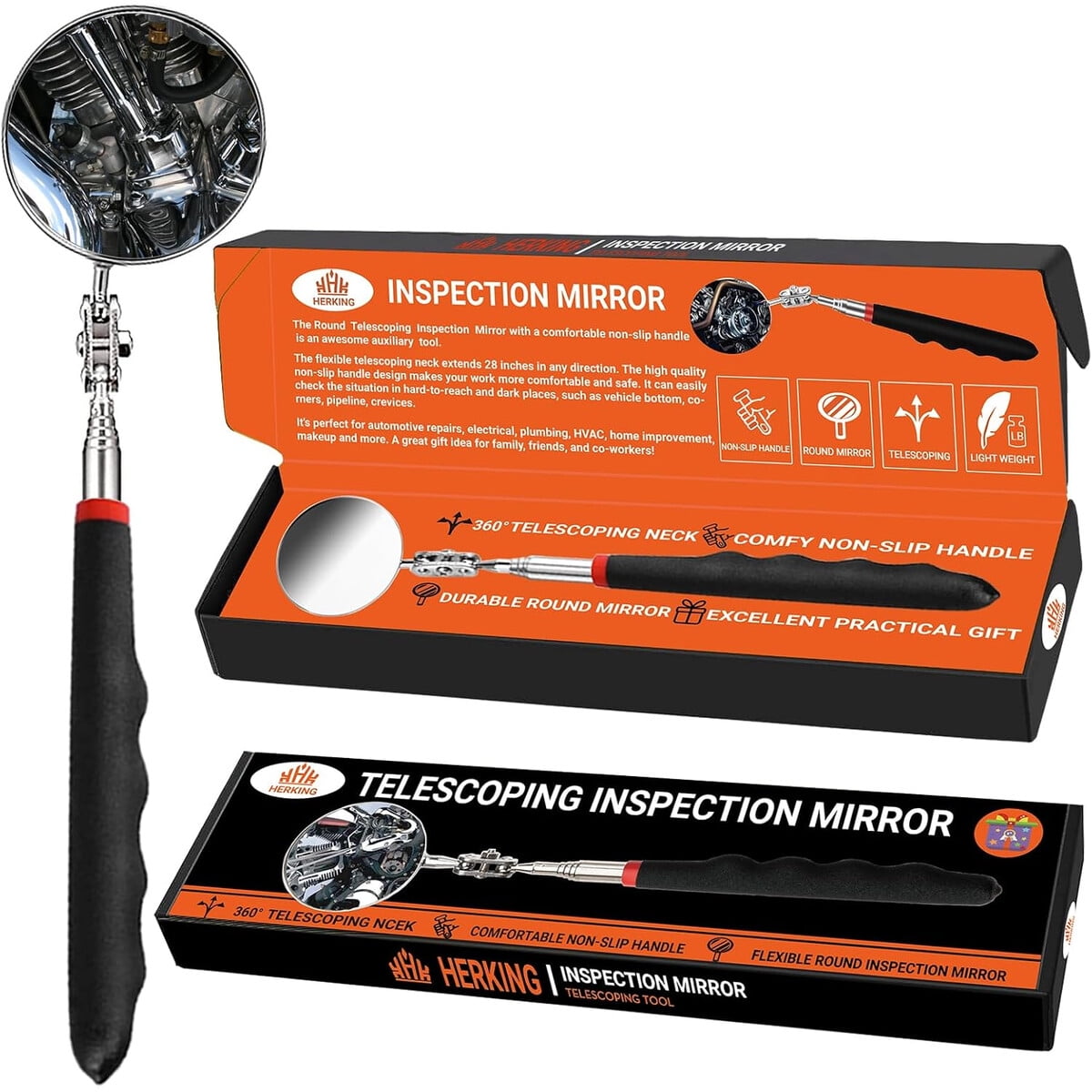 Herking - Espejo De Inspección Telescópico Redondo 360°