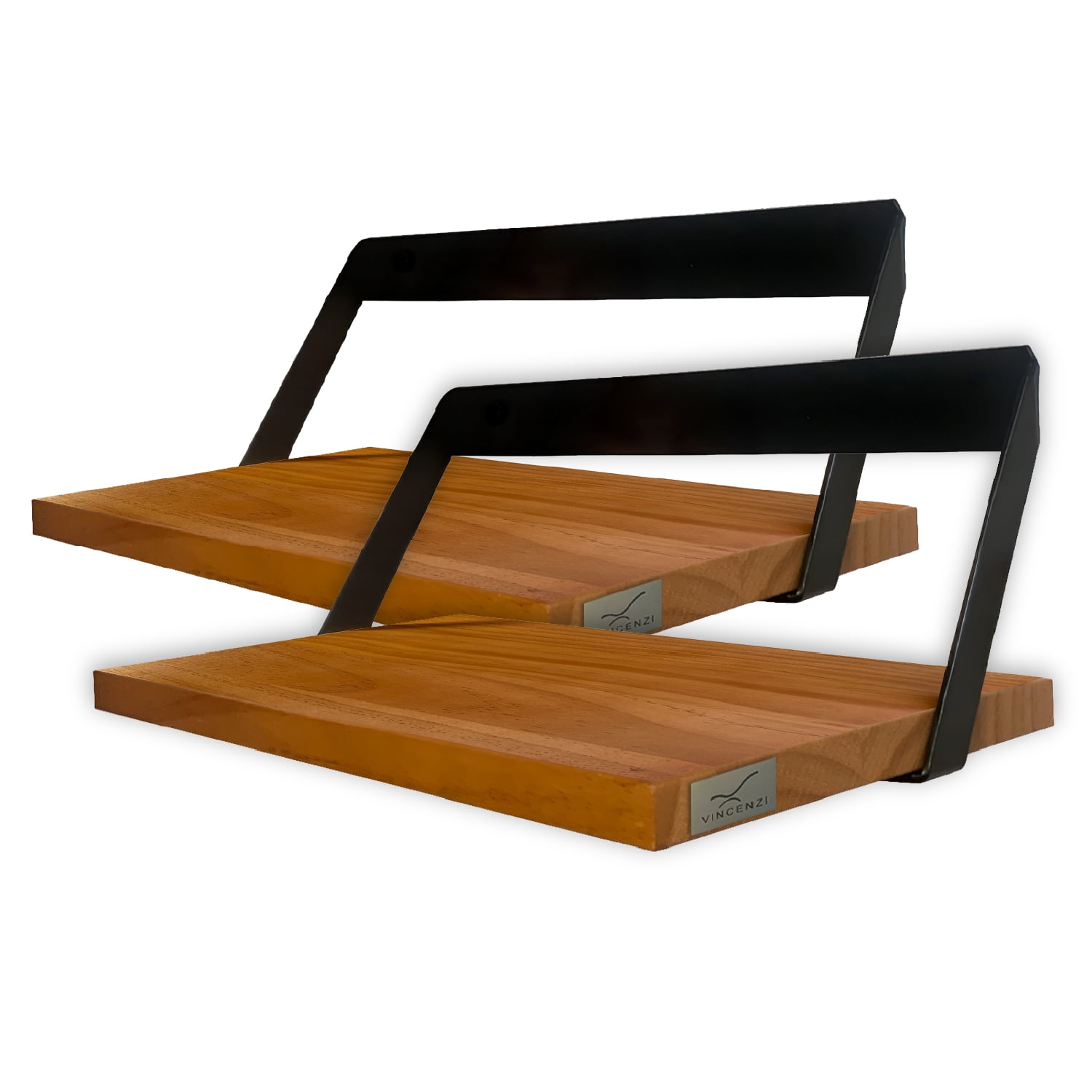 Vincenzi - Pack 2 Repisas Madera Y Hierro 60x20 Cm De Pared