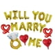 thumbnail image 1 of Set, Will You Marry Me Decorative Balloons Rose Golden/Golden, Wedding Proposal Decorative Creative Balloons Will You Marry Me Logo Banner, Rhinestone Ring Engagement Balloons, Red Heart Balloons Hook, 1 of 2