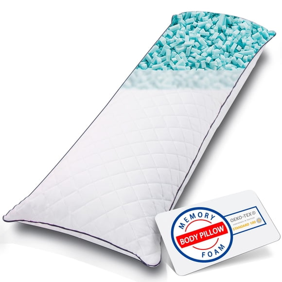 Almohada corporal 1 MIDDLE ONE de espuma viscoelástica de 20 x 54 pulgadas, blanca