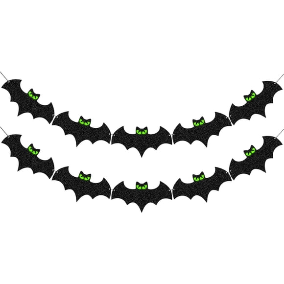 2 Banderines De Halloween Con Purpurina, Espeluznantes Y Festivos Para Decorar Ventanas, Escuelas Y Techos.