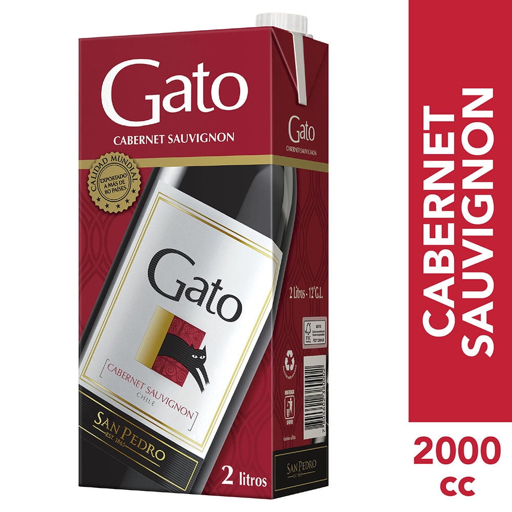 Vino Tinto Cabernet Sauvignon Caja 2 l Gato
