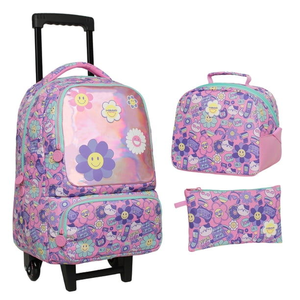 Pack Bakan Mochila Emoticones Rosado con Carro