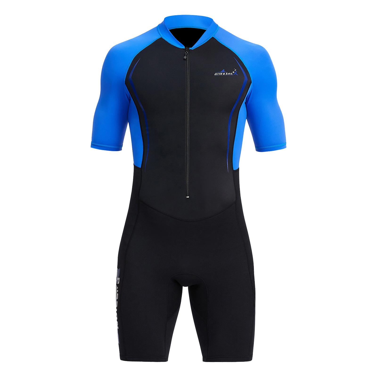 Magideal - Traje De Neopreno Corto Para Hombre, De Manga Corta Y Protección Solar, De 1,5 Mm De Primera Calidad, Para Natación, Buceo, Surf Y Pesca Submarina. Azul