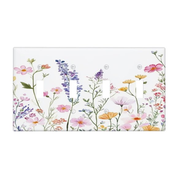 Cubierta decorativa para placa de interruptores Oilbiexn de 4 módulos con diseño floral