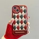 thumbnail image 1 of Retro Red And White Plaid Apple 14 Phone Case Iphone 13 Promax Artificial Leather 11/12 Soft 14 Plus/13x, 1 of 2
