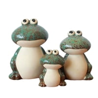 Magideal - 3 Piezas Figuras De La Familia De Rana Colección De Estatuas De Rana Figura De Rana Adorno Escultura De Animal Para Estantería, Escritorio De Salón De Verde