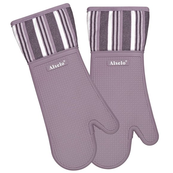 Set de guantes de horno de silicona Alselo, resistencia al calor 550 °F (7,5" × 16")