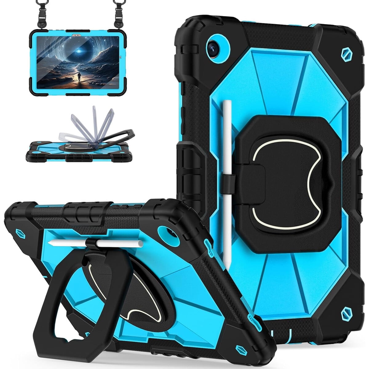 Funda Rugged Scnioy Galaxy Tab A9 Plus 11 Pulgadas Soporte Correa