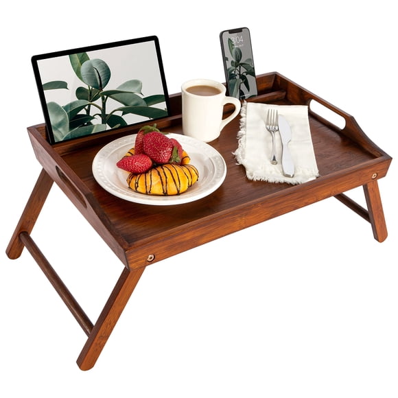 Bandeja para cama Rossie Home de bambú extragrande con soporte para celular