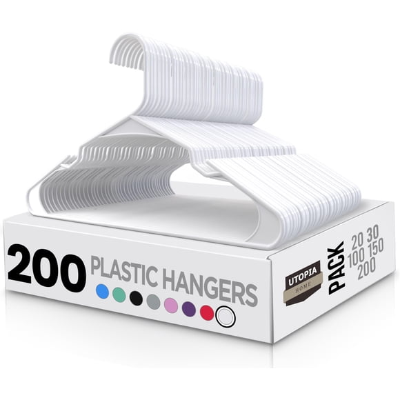 Perchas para ropa Utopia Home, paquete de 200, plástico resistente, blancas