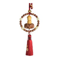 Ioensy - Estatua De Buda Para Espejo Retrovisor De Coche, Colgante Con Borla, Decoración Feng Shui, Color Rojo Con Cuentas Espaciadoras