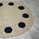 thumbnail image 4 of Alfombra Redonda De Yute Borde De Circulos Negro y Franja, 4 of 5