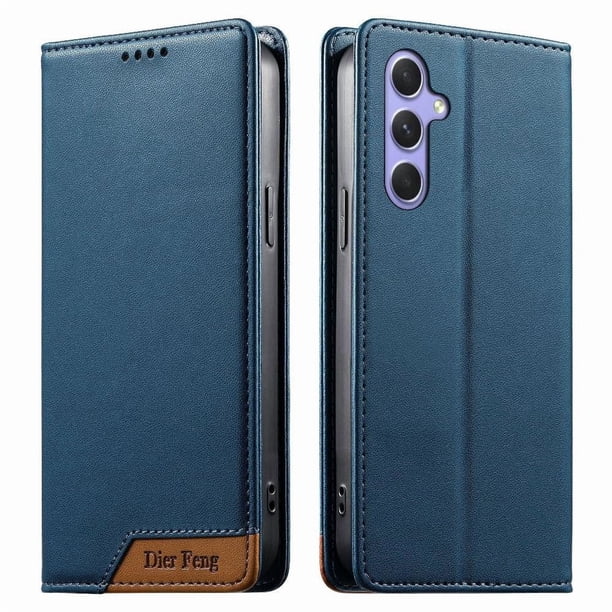 Funda Tipo Cartera de Cuero Sintético para Samsung Galaxy A54 5G Bloqueo RFID, con Ranuras para Tarjetas y Bolsillo para Efectivo, Cierre Magnético Fuerte Azul