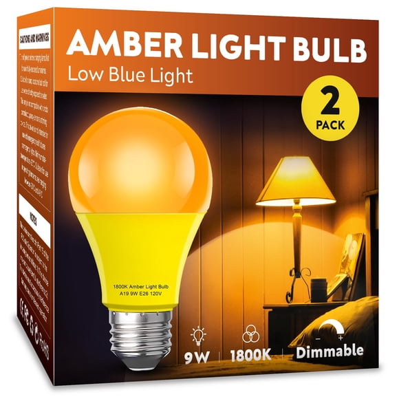 Bombilla para dormir mfxmf, color ámbar, 1800 K, cálida, 9 W, E26, paquete de 2