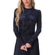 thumbnail image 1 of INSPIRE CHIC Top de malla transparente para el Día de San Valentín para mujeres, camiseta de cuello simulado con estampado floral de terciopelo XS Azul oscuro, 1 of 5