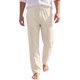 thumbnail image 1 of INSPIRE CHIC Pantalones de Lino Transpirables con Cordón y Ajuste Relajado de Textura a Rayas para Hombre XL Caqui, 1 of 5