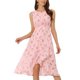 thumbnail image 2 of INSPIRE CHIC Vestido Midi Sin Mangas con Estampado Floral de Halloween para Mujer con Volante en el Bajo Rosa XS, 2 of 5