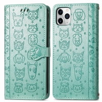 Funda Cartera Foxdock Para Iphone 11 Promax , Flip Pu Con Relieve De Gatos Y Perros, Tarjetero Y Soporte