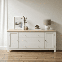 Arca Muebles - Buffet De Madera Gael 180X55X80 Color Blanco Cubierta Natural