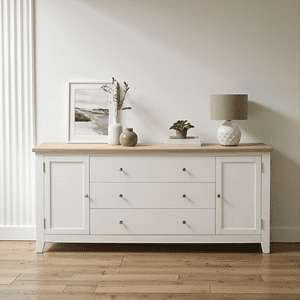 Arca Muebles - Buffet De Madera Gael 180X55X80 Color Blanco Cubierta Natural