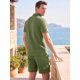 thumbnail image 3 of INSPIRE CHIC Conjunto de 2 Piezas para Hombre Camisa con Botones y Textura Jacquard y Pantalones Cortos con Cordón L Verde, 3 of 5