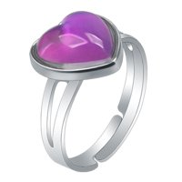 Magideal - Anillo Que Cambia De Color Anillo De Humor Joyería De Moda Decoración De Anillo De Apertura Anillo De Apertura Para El Día De San Valentín Fiesta Corazón