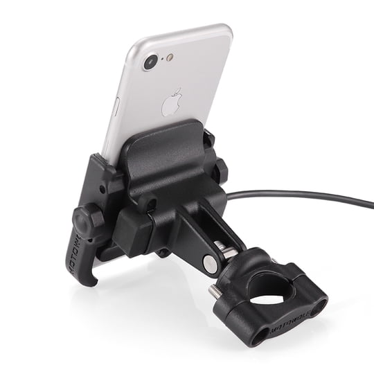 Soporte De Aluminio Para Celular Mas Cargador Usb Motowolf 2805