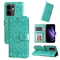 Funda Tipo Cartera Foxdock Para Oppo Reno 13F , Diseño Girasol En Relieve, Cuero Pu, Cierre Magnético, Soporte Y Tarjetero